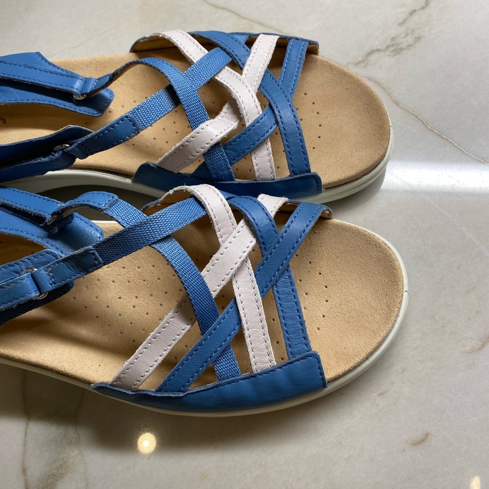 Hotter Maisie Strappy Sandals blue and white sz 11